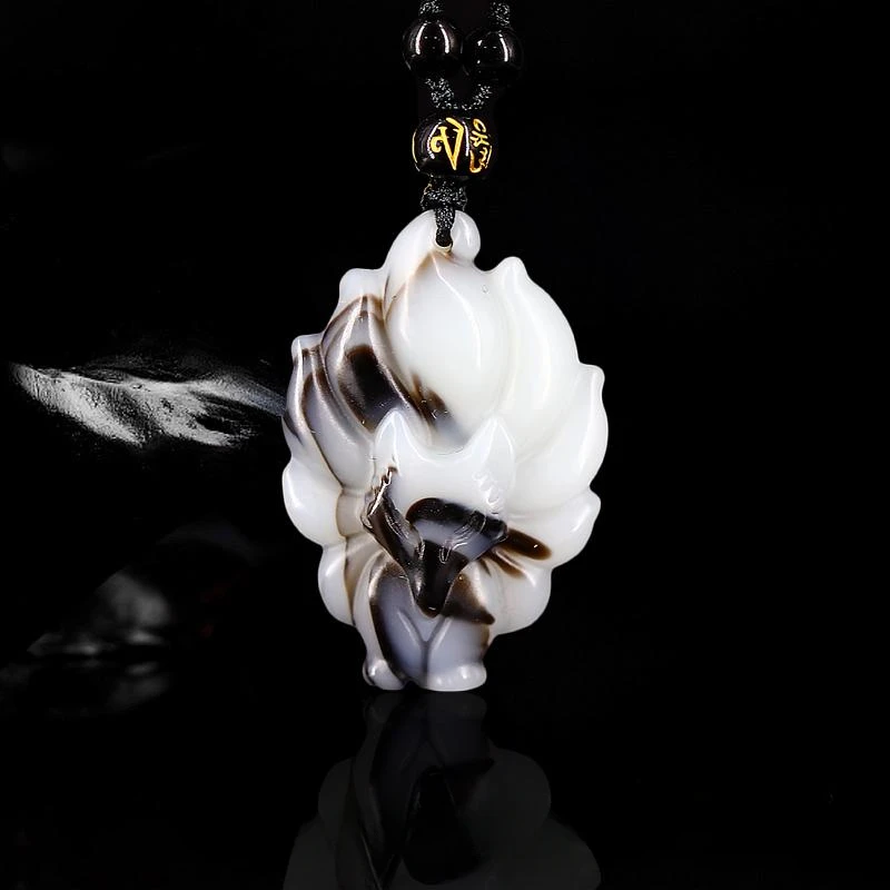 

Jade Nine-tailed fox Pendant Chinese for Men Charm Carved Necklace Amulet Women Jadeite Jewelry Natural Fashion Gifts