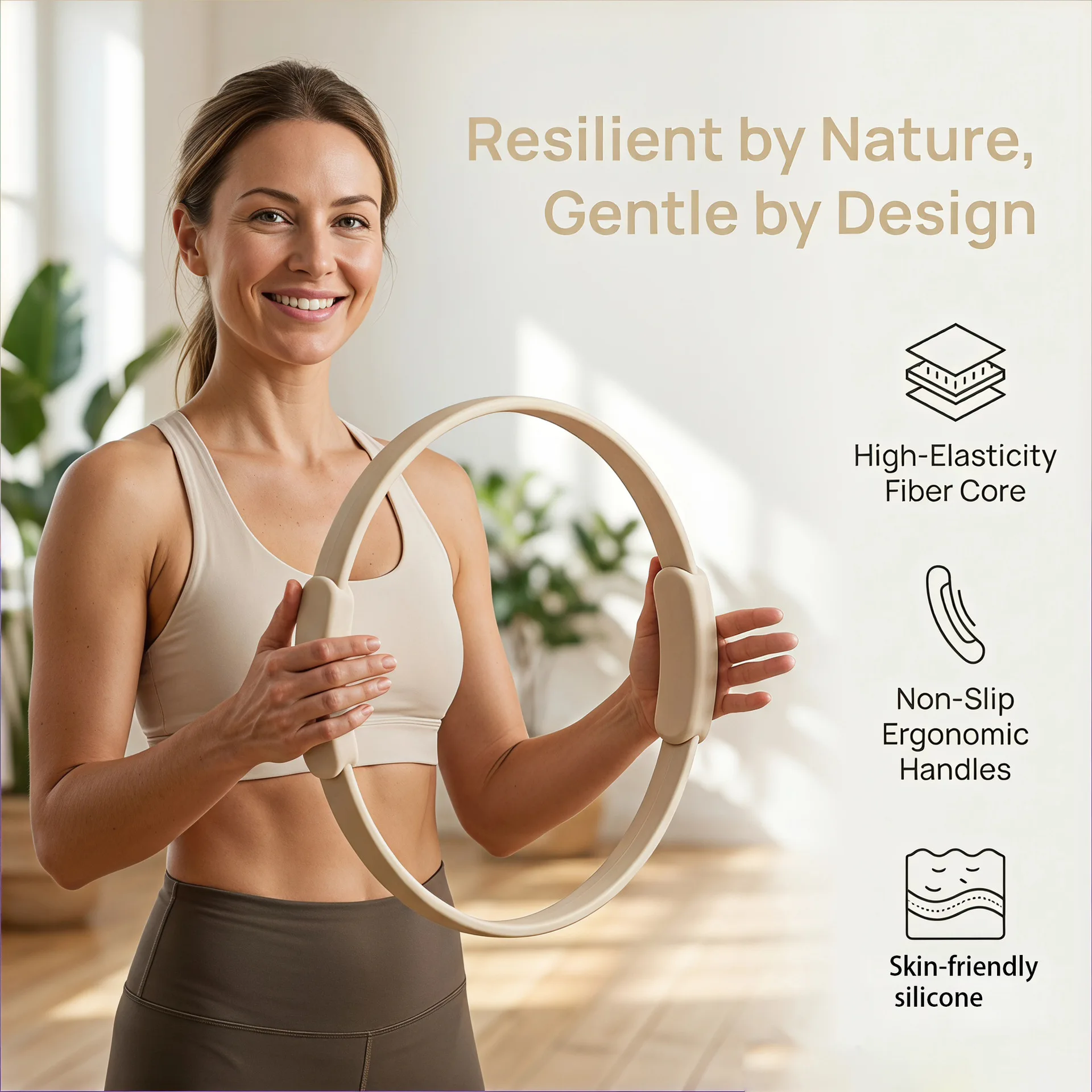 Durable Double Handle Yoga Pilates Circle Magic Ring Hard Logo Workout Fitness Accessories Pilates Ring