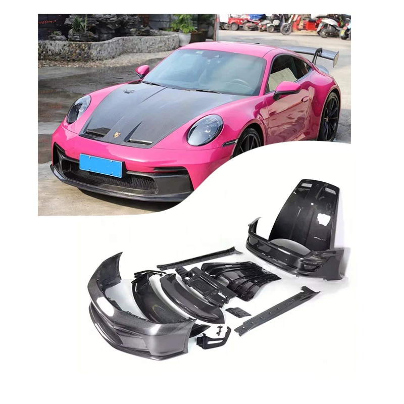 Auto Parts Car body kit Car Bumper Engine Hood Rear Tail Spoiler For Porsche Carrera 911 992 to GT3 style