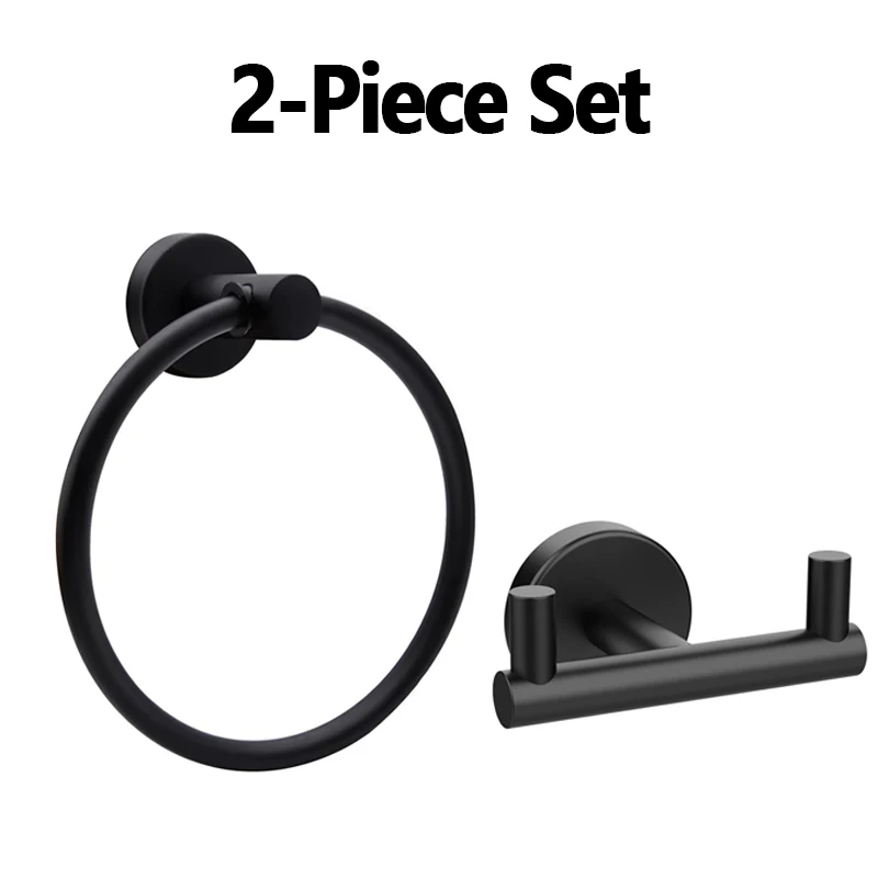 

2-Piece Towel Ring Set, Towel Ring & Bathrobe/Towel Double Hook, Wall-Mounted Bathroom Hardware Kit for Bathroom Wall Storage