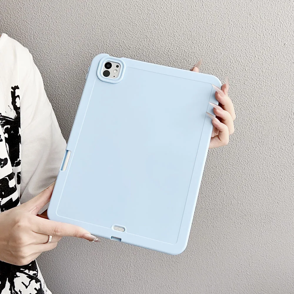 

Противоударная задняя крышка из ТПУ для iPad Pro 11 2024/2025, однотонный защитный чехол с гнездом для ручки, мягкий чехол с защитой от царапин