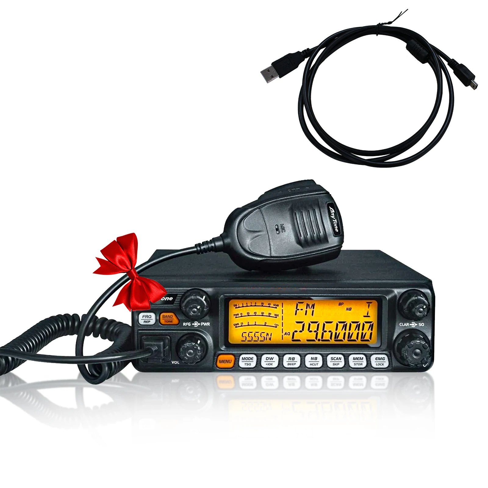 AnyTone AT-5555N II 28.000-29.700MHz Radio 40 Channel Mobile Transceive High Power Output 60W AM PEP 50W FM 60W SSB CTCSS/DCS