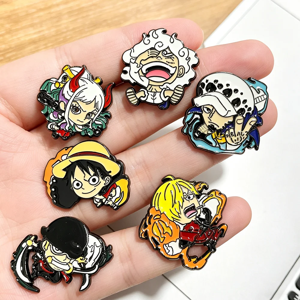 8Pcs Nautical Adventure Chibi Cartoon Character Enamel Brooch Set, Anime Figures & Ship Badges, Decor Pins for Jackets Backpacks