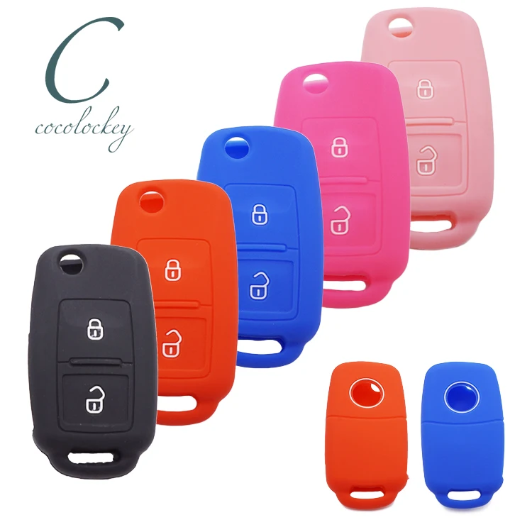 Cocolockey Silicone Car Key Cover for VW Amarok Polo Golf MK4 Bora Jetta Altea for Skoda Octavia Fabia Amarok for Seat 2 Buttons