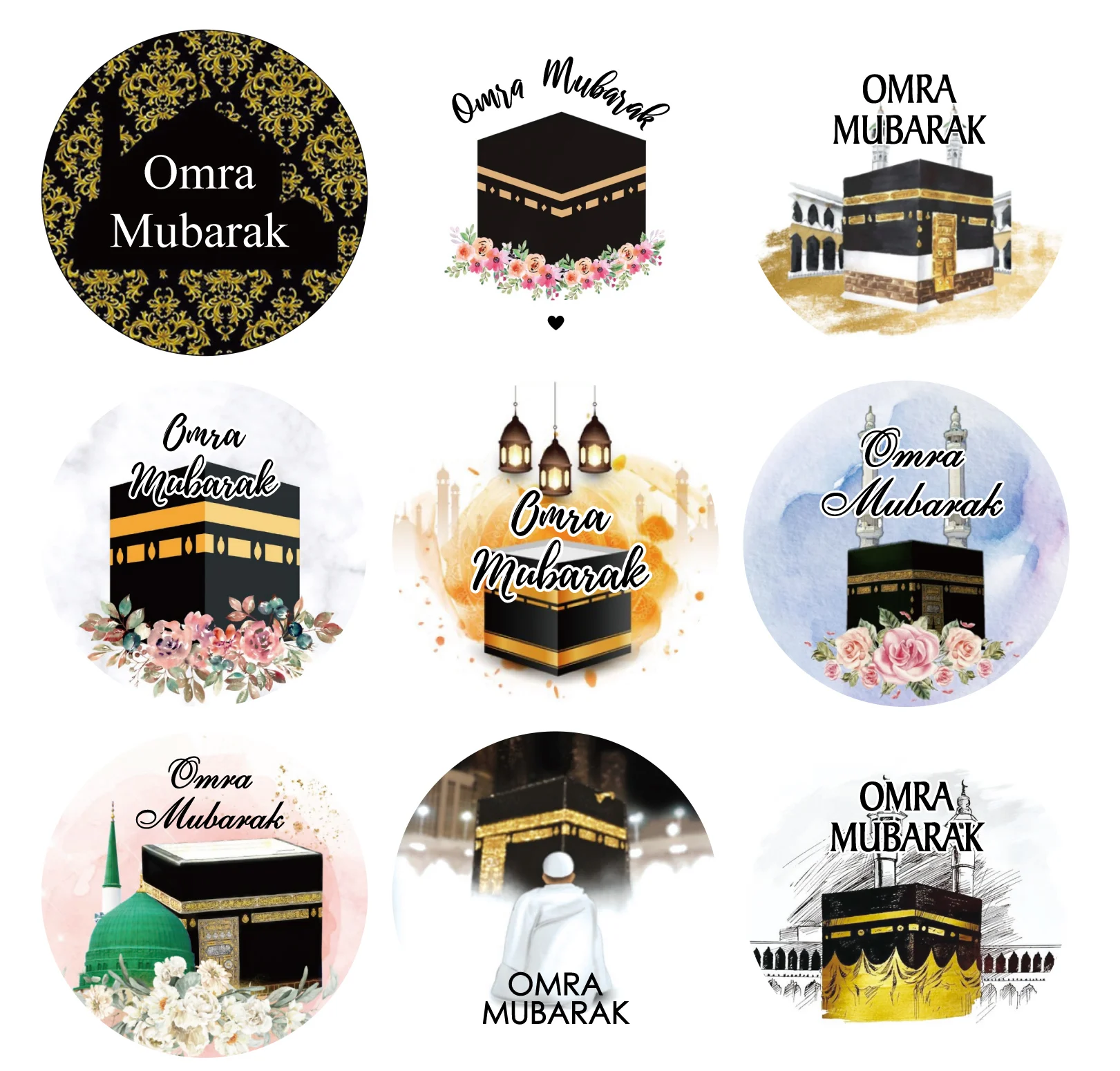 omra mubarak decorative stickers, decorative seals, hajj mubarak gift decoration supplies