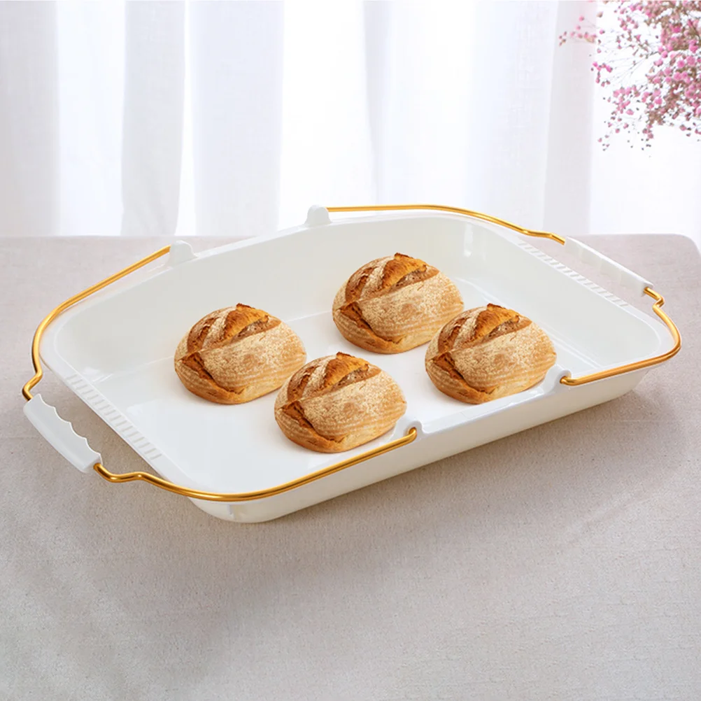 

Bread Serving Tray Rectangular Cake Container PP Material Easy Clean Multi-Purpose Food Tray Home Office Picnic Use
