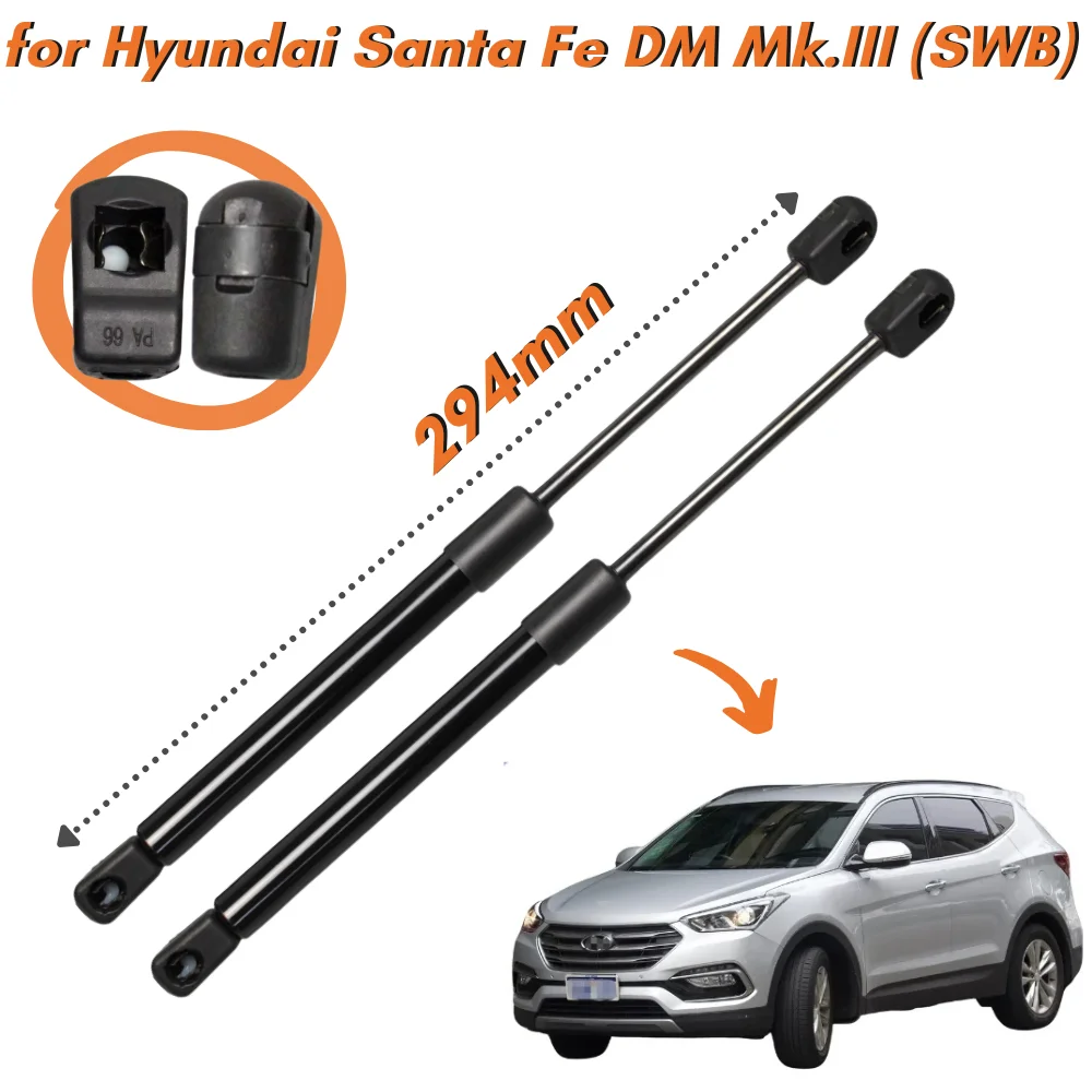 

Qty(2) Стойки капота для Hyundai Santa Fe Sport DM Mk.III (SWB) 2013-2018 294 мм Подъемник передней капота Опоры Амортизаторы Газовые пружины