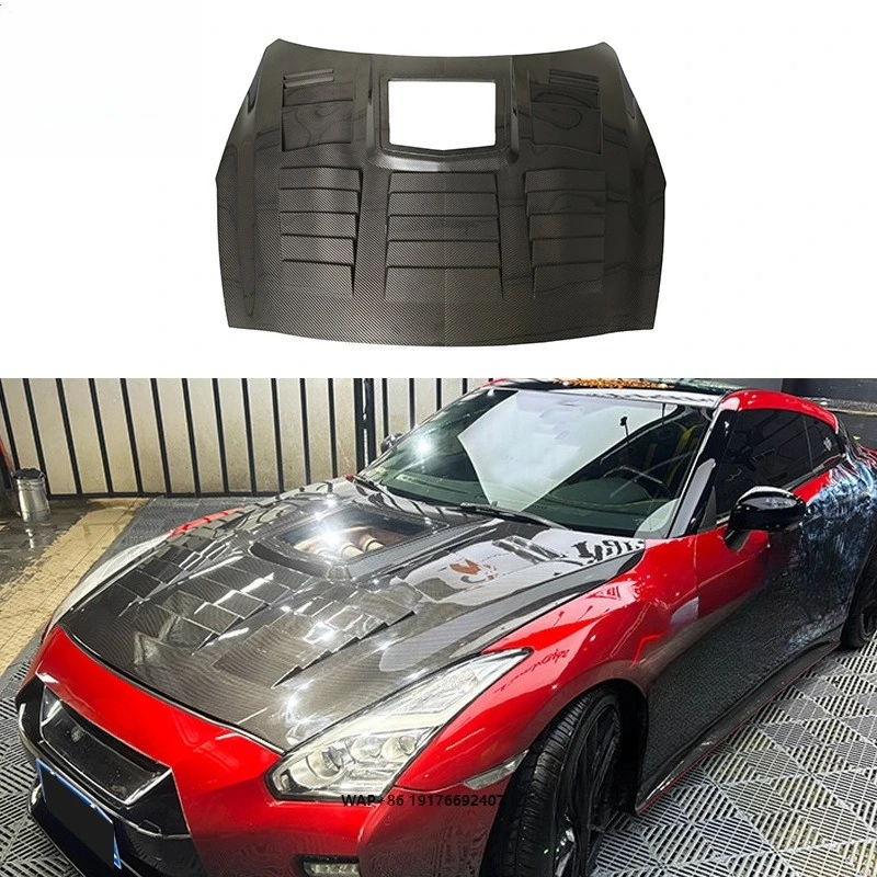 Dry carbon fiber hood fiber engine cover, modified front bonnet suitable for 2009-2015 GTR35Transparent carbon fiber hood