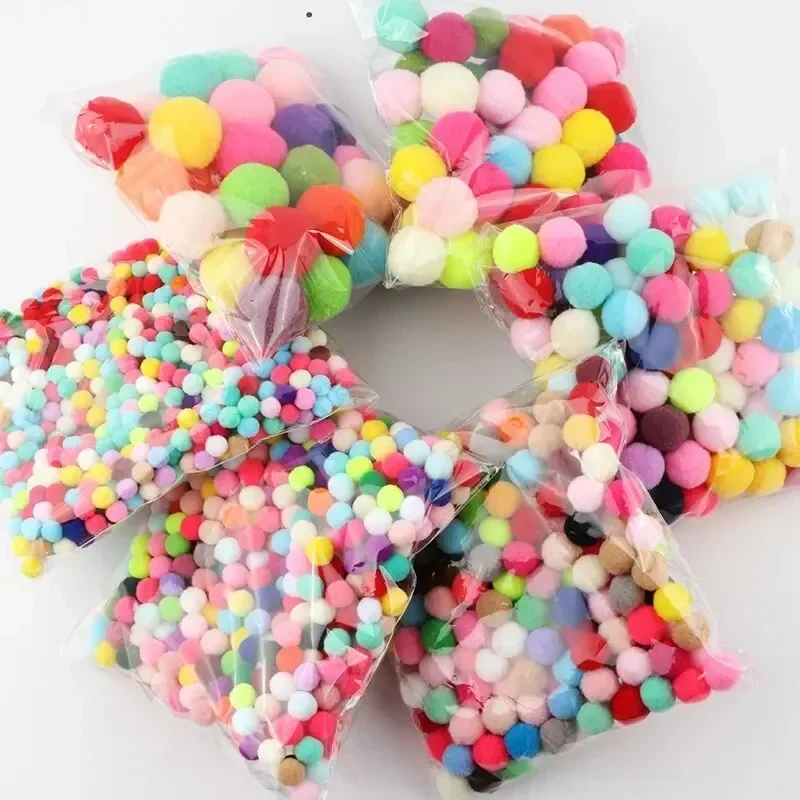 20g Colorful Fluffy Pompon Balls 10/15/20/25/30mm Soft DIY Craft Fur Balls for Home Decoration And Kids Toys Pompoms Ball Pack