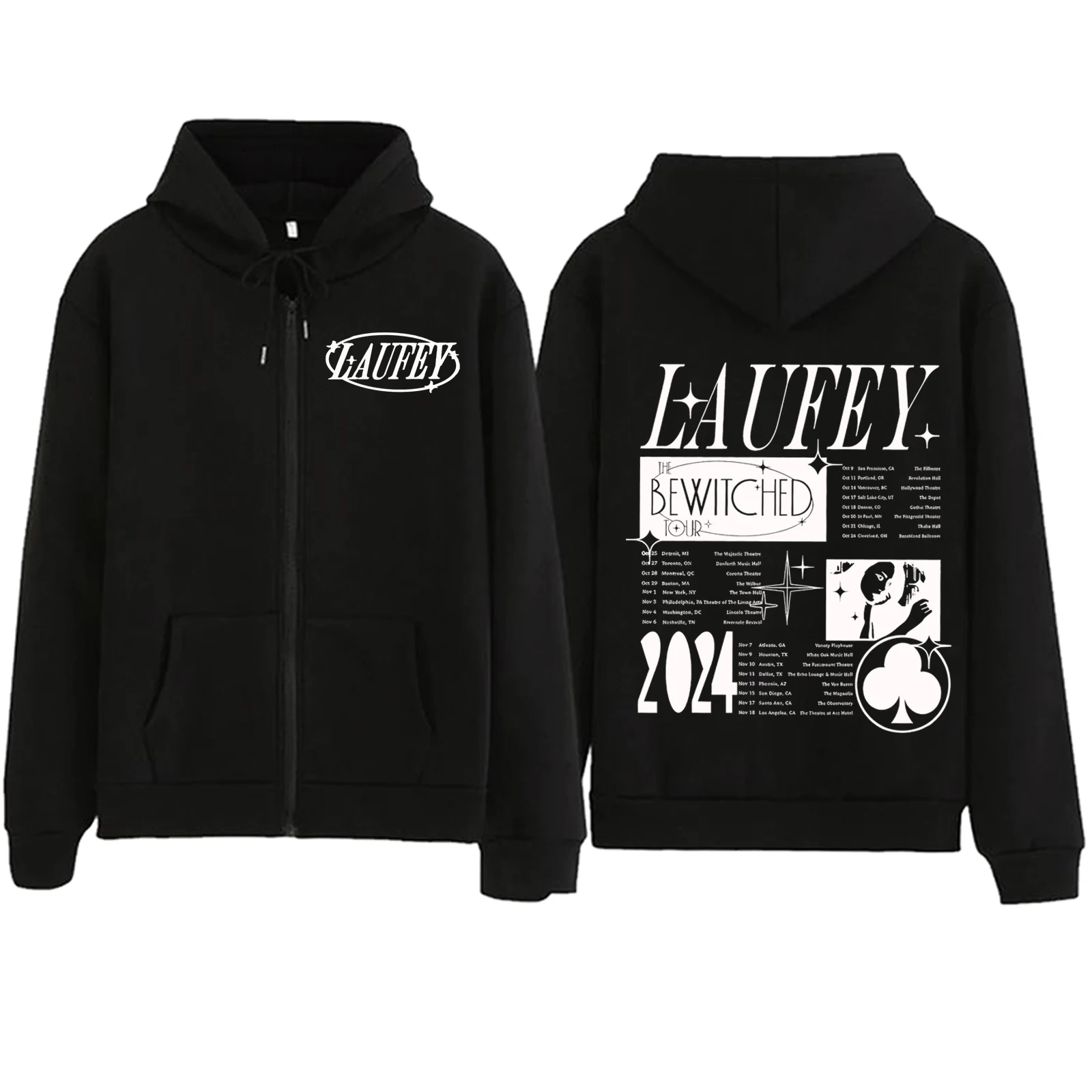 Laufey Tour 2024 Zipper Hoodie  Harajuku Pullover Tops Sweatshirt Streetwear