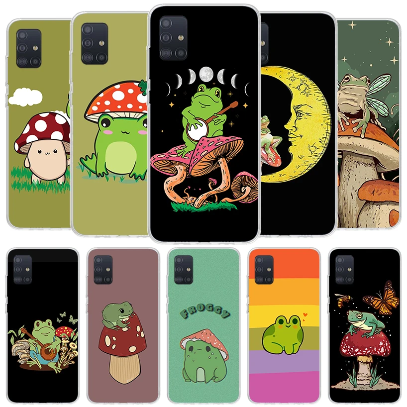 Cottagecore Frog Mushroom Kawaii Cover Phone Case For Samsung A51 A41 A31 A21S A71 A50S A40 A30S A20E A10S A6 A7 A8 A9 Plus Soft