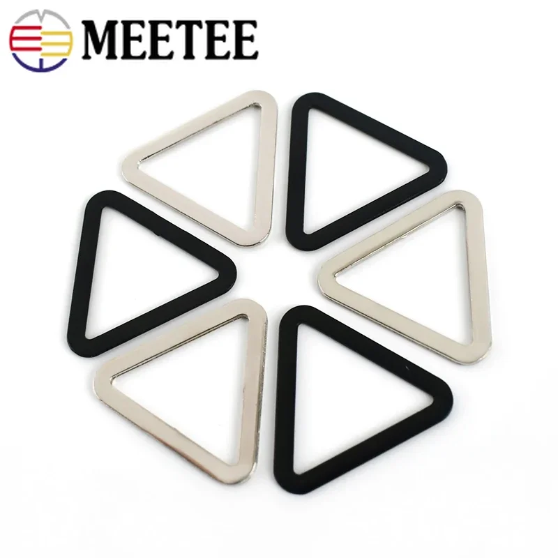 10 pz Meetee 18/25/30/40mm metallo triangolo anello fibbie fai da te indumento fatto a mano decorazione regolazione pulsante borse accessori Hardware