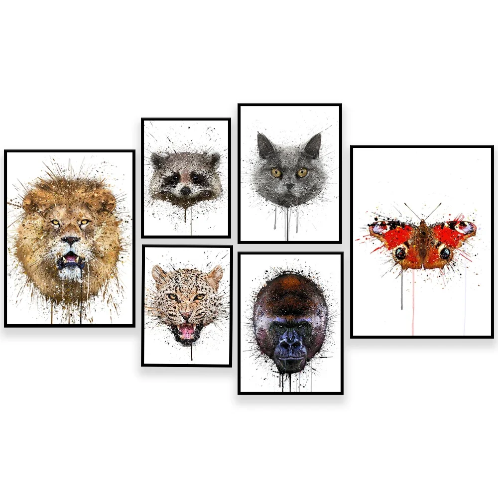 Raccoon, Lion, French Bulldog, British Shorthair, Cheetah, Tiger, Polar Bear, Butterfly Animal Print 