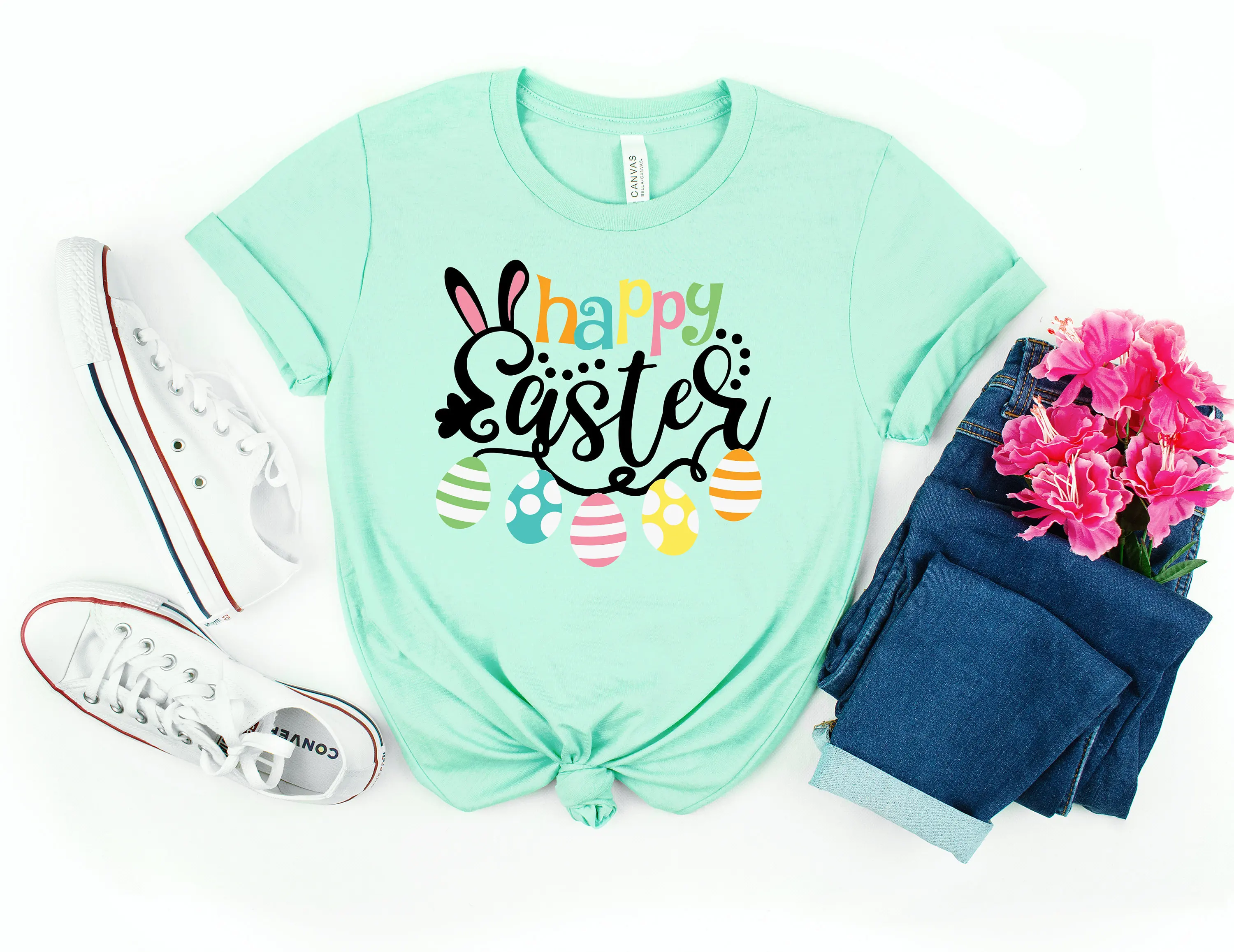 Happy Easter T Shirt Bunny For Woman Carrot Family Day Matching