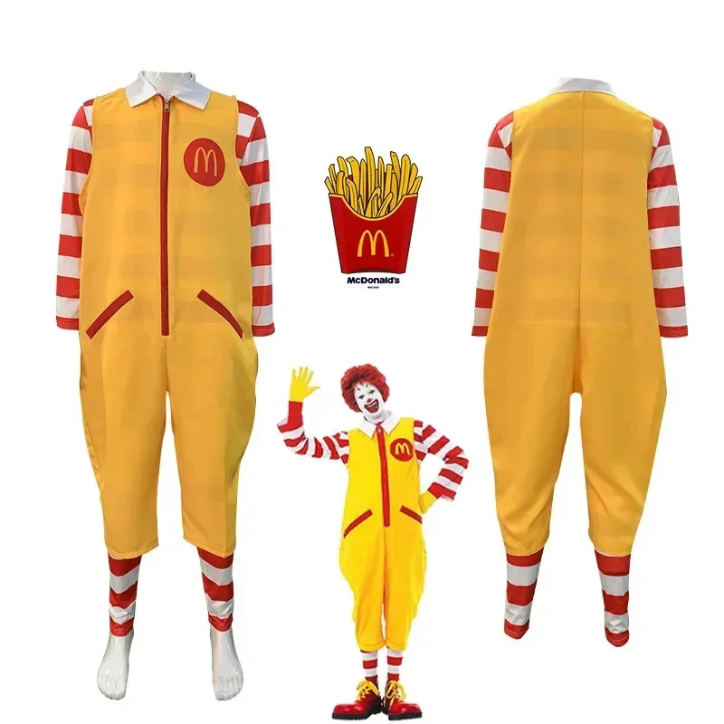 McDonald Cosplay Costume Ronald Masquerade Party Sutra Clown Character Adult Halloween Party Funny Costume Stage Clothes Wig