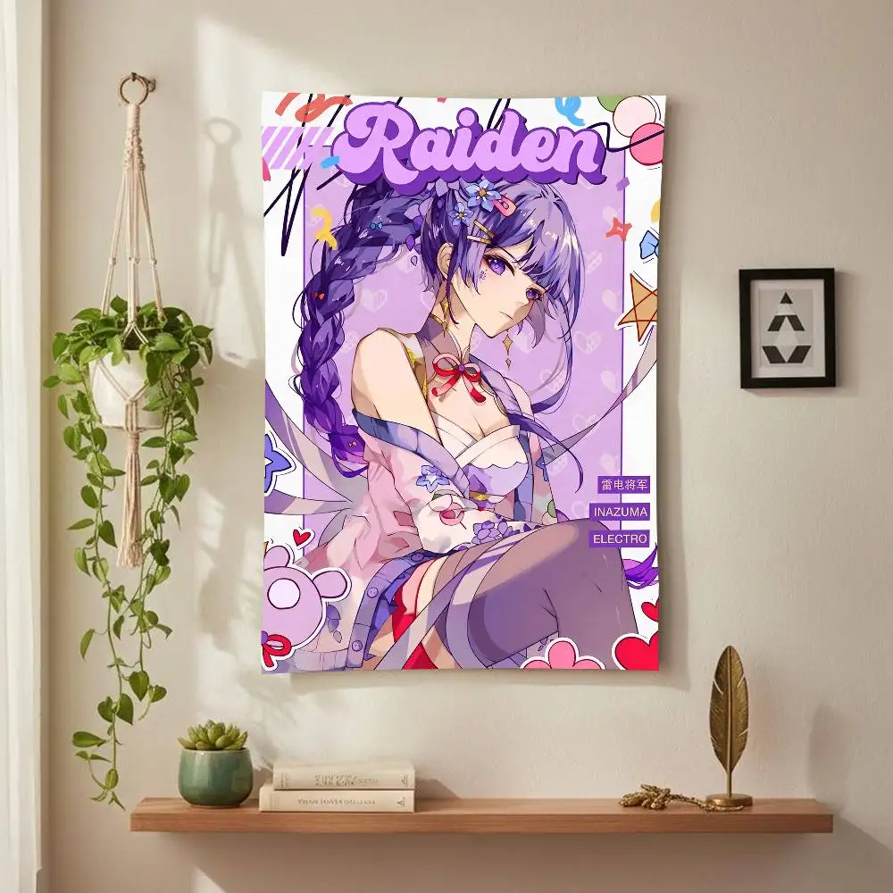 

1 шт. Raiden Shogun Genshin Impact аниме настенный гобелен богемные настенные гобелены Мандала домашний декор для гостиной спальни общежития