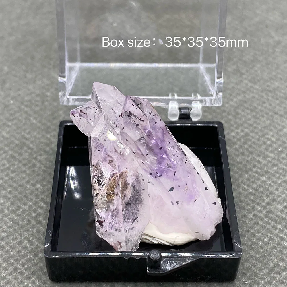 

100% Natural Namibian Phantom Amethyst Rough Quartz Mineral Healing Crystal +Box size;35*35*35*mm