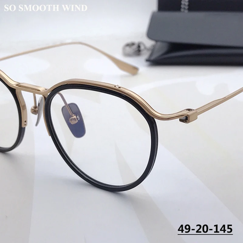 

Japanese Design Pure Titanium Glasses Frame Men Half-Rim Irregular Myopia Perscription Eyeglasses Women Round Optical Eyewear