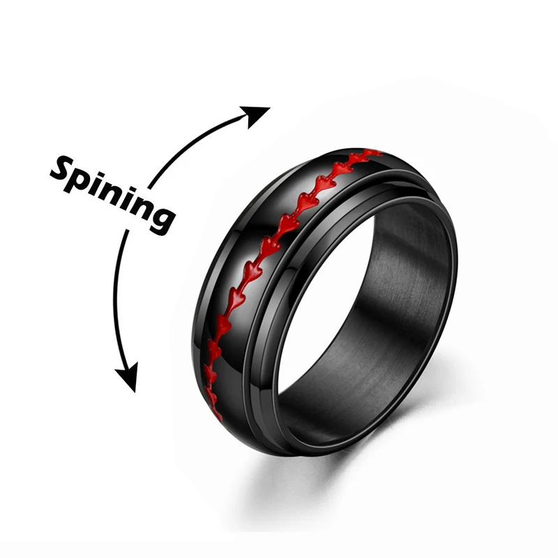 Anxiety Fidget Spinner Rings for Men Male Black Stainless Steel Spinning Rotate Ring for Women Anti Stress Accessories Jewelry