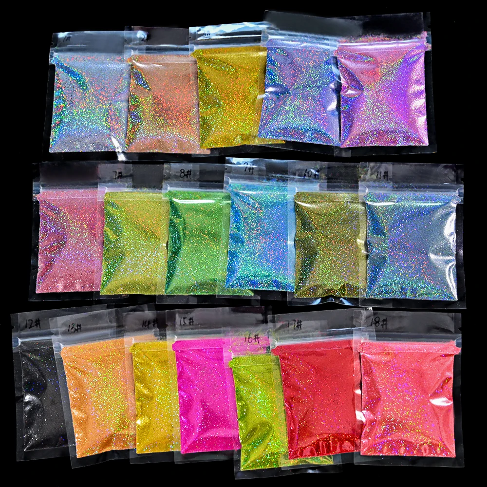 50g/bag Laser Nails Glitter Powder Holographic Diamond Rainbow Extra Fine Glitter Dazzling Glitter Dust Gel Polish Accessories