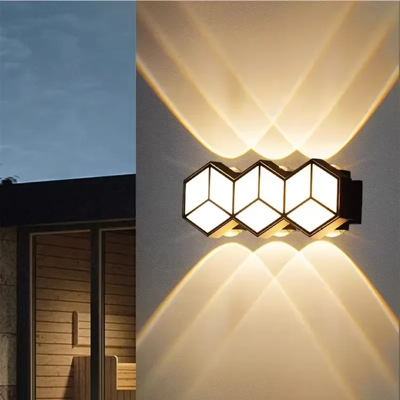 Solar die-casting aluminum LED square cylindrical outdoor garden wall light super bright adjustable upper and lower angle