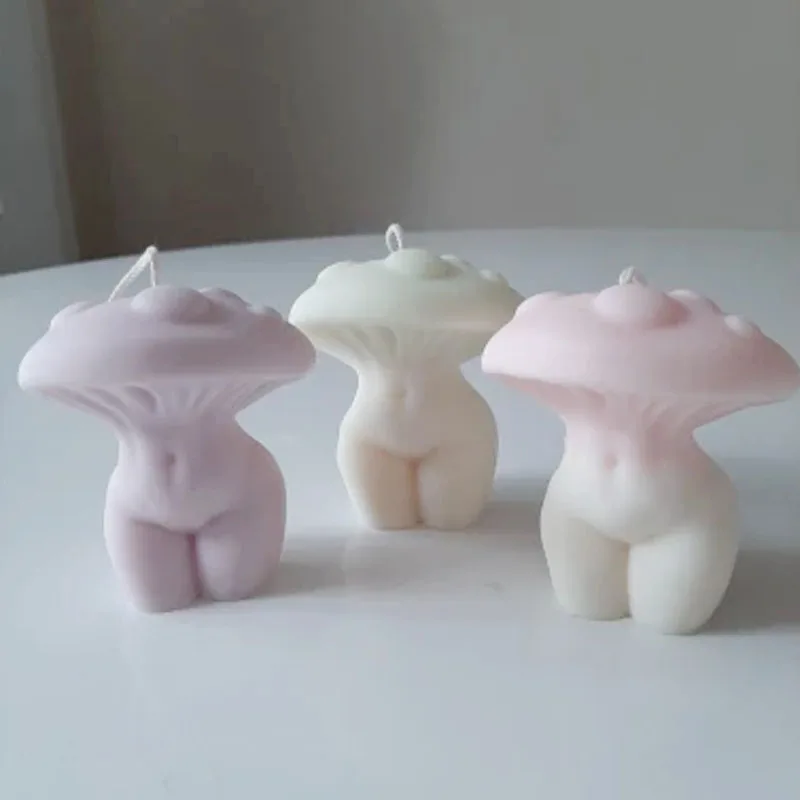 3D female Woman Mushroom body candle mold Home Scented Candle Making DIY Mushroom Head Human Body Silicone Candle Mould Supplies