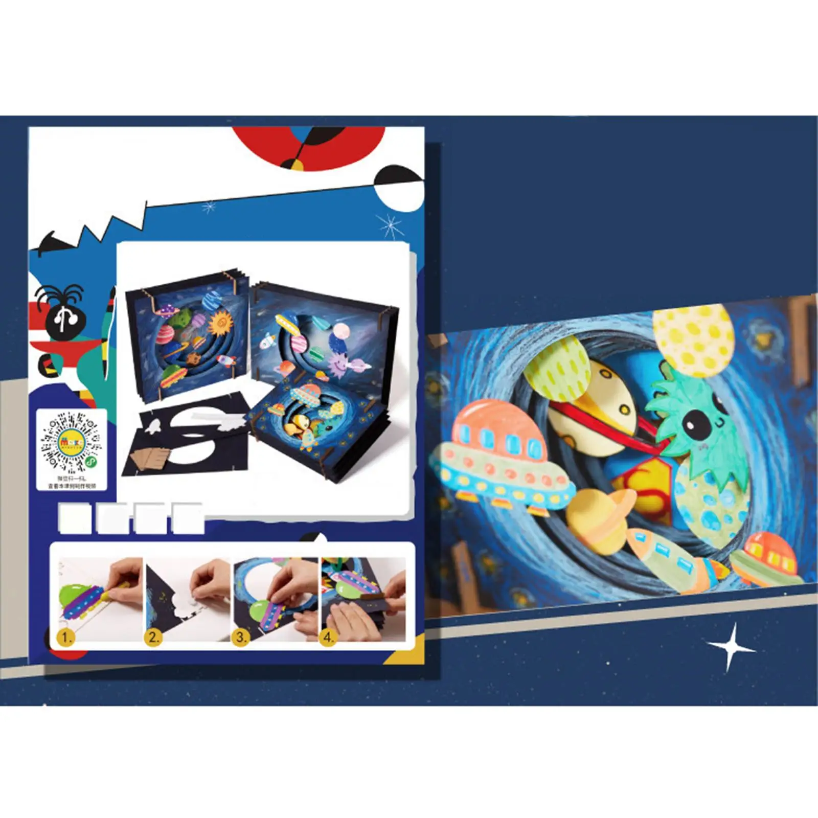 3D Coloring Handmade Craft Kits for Kids, Space and Sea Theme Assemble Art Painting Accessories-Interactive Educational Toys