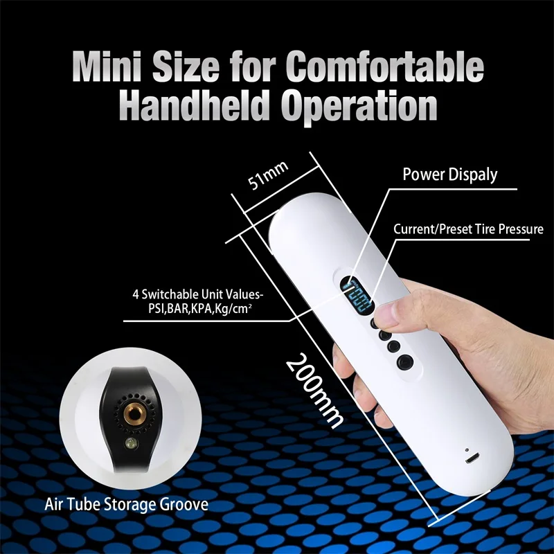 Smart Mini Handheld Automatic Electric Bike Cordless Digital Portable Car Tire Air Tyre Inflator Pump