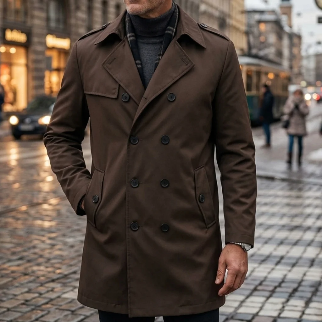 Autumn Men’s Windbreaker Thin Double-breasted Jacket with Epaulettes Outdoor Travel Windbreaker Medium Length Men’s Thin Coat 4 Autumn Men's Windbreaker Thin Double-breasted Jacket with Epaulettes Outdoor Travel Windbreaker Medium Length Men's Thin Coat 4
