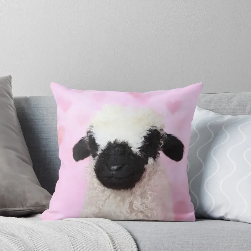 Valais black-nosed sheep - cute lamb Throw Pillow Marble Cushion Cover Pillow Decor pillow