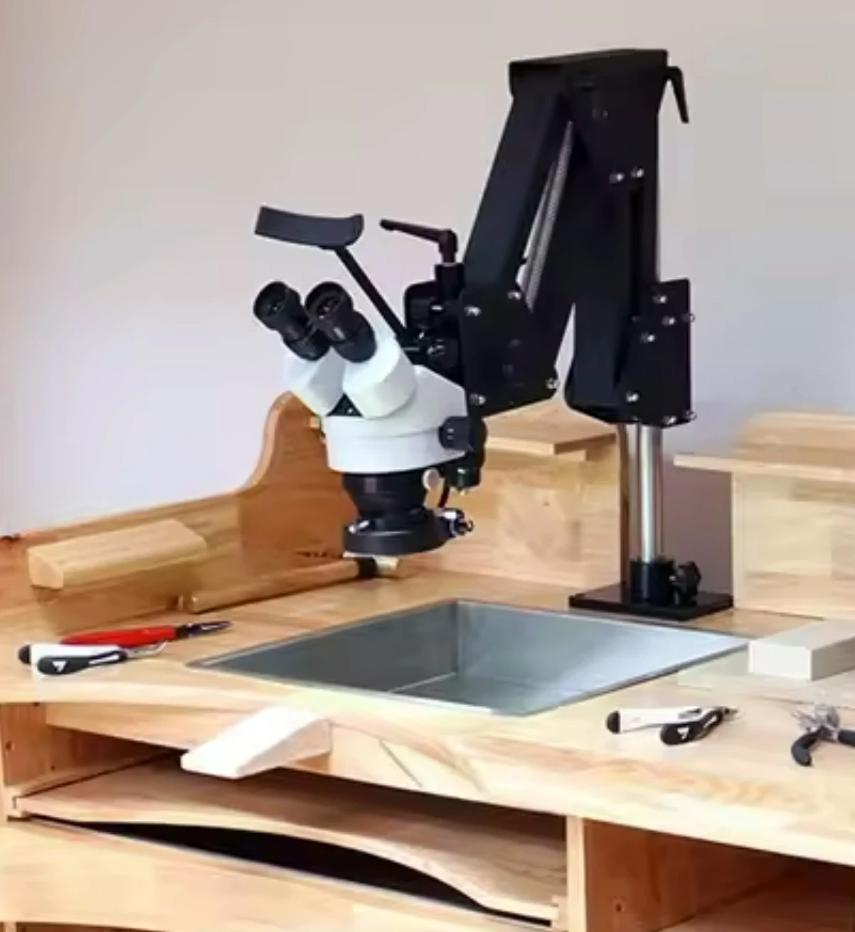 Precision Stereoscopic Microscope for Jewelry Engraving 7*45X Binocular Magnifying Glass Tool with Metal Stand