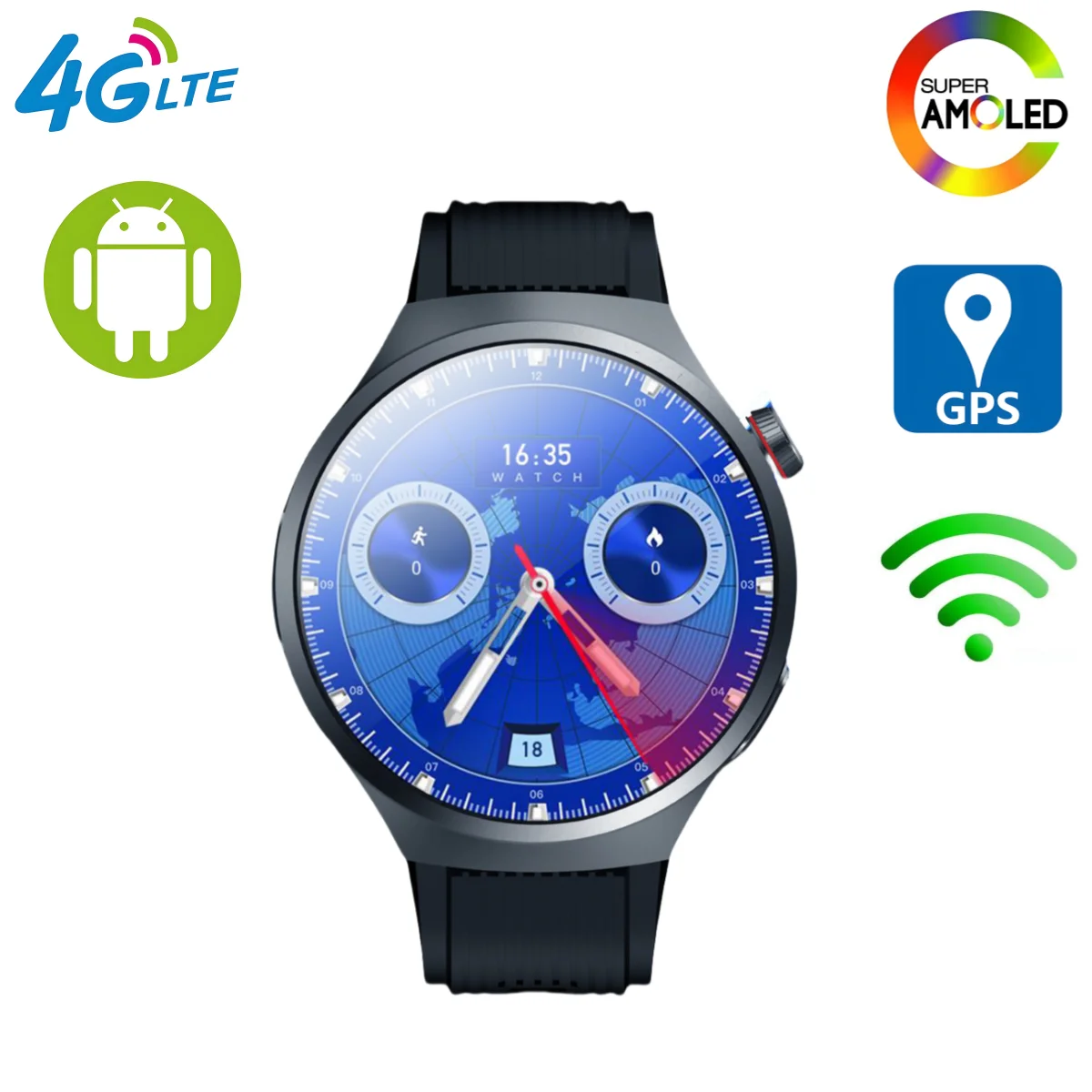 

4G Smart Watch 1.75 inch Amoled 490*490 HD Screen 5MP Camera GPS WIFI 8GB+128GB PK LM01 A7 A5 V10 5G Android Smartwatch Sim Card