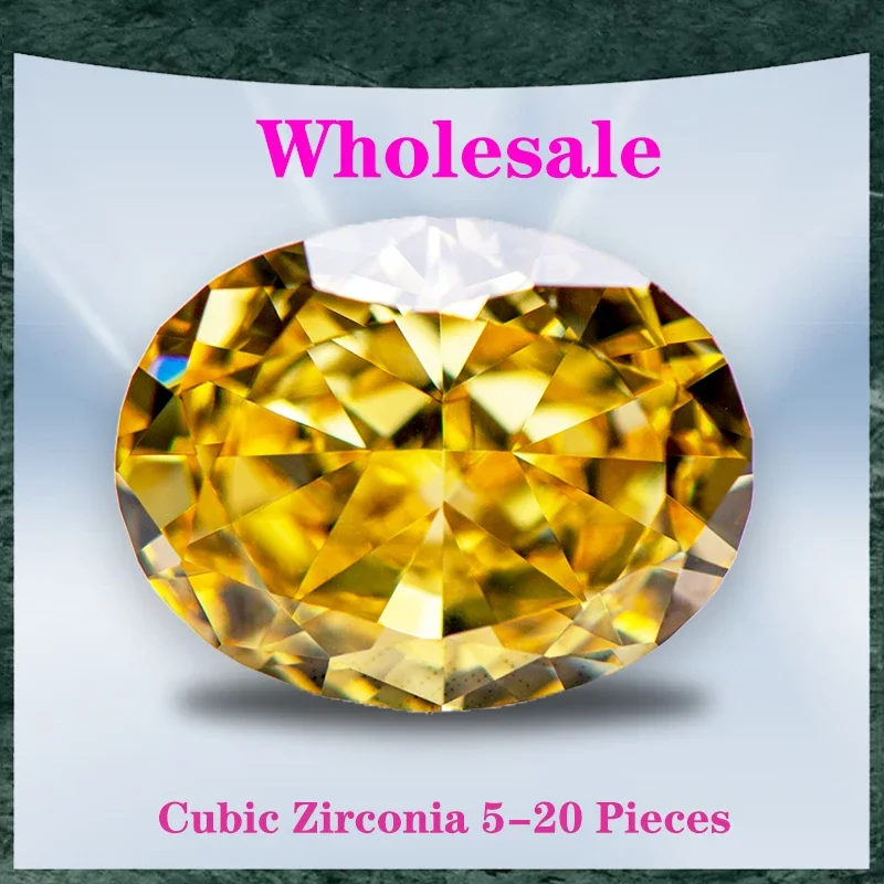 

Cubic Zirconia Wholesale No Certificate Crushed Ice Cut Oval Shape Yellow Color Charms Beads for Top Jewelry Making Materials