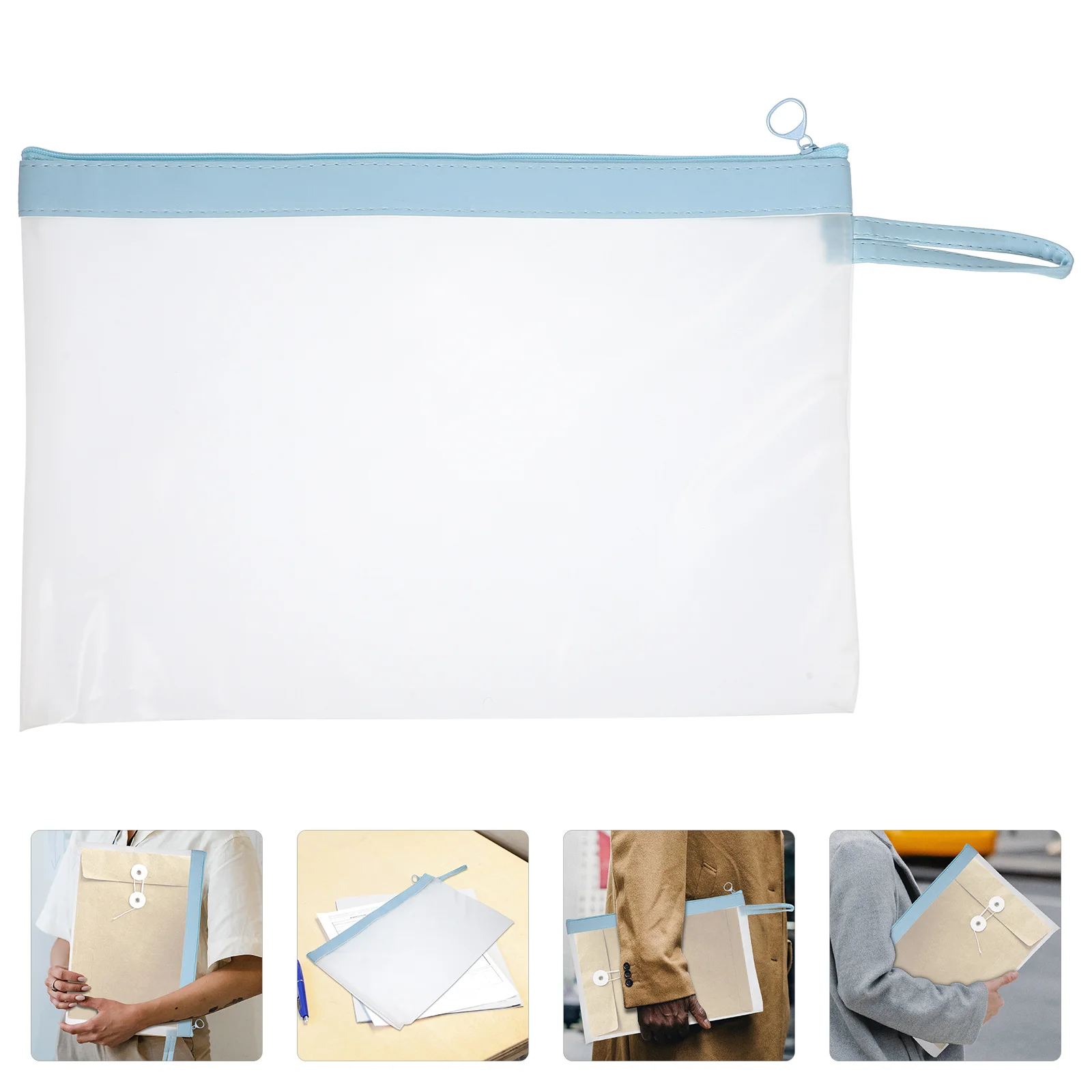 

1Pcs Waterproof File Bag Simple Design Zipper Pouch A4 Size Pen Pencil Eraser Storage for School Office Zipper Bags