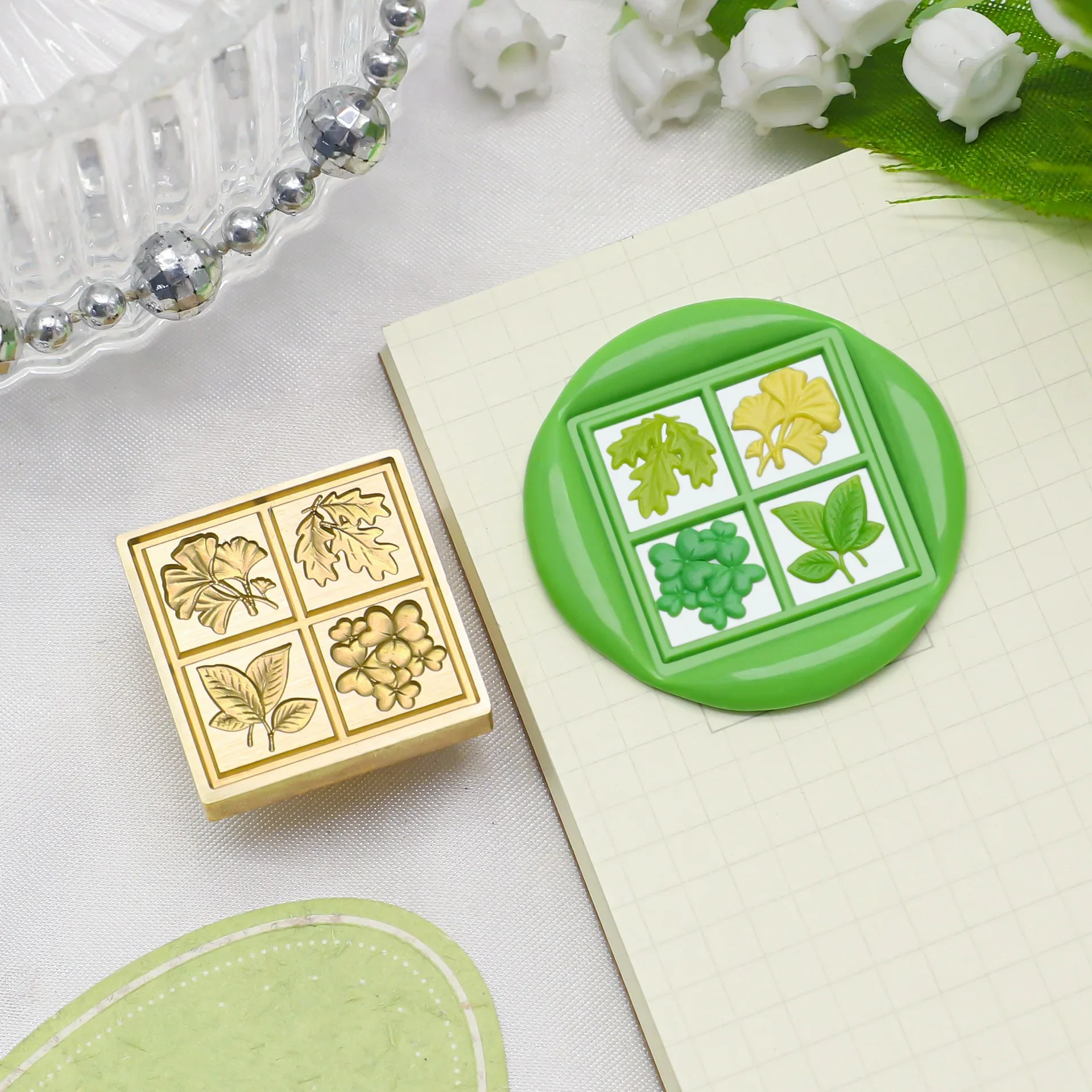 New Field Grid Series Stamps Fire Seal Square Relief Brass Head Solid Brass Gift Decoration Hand Ledger Diy Craft Toy Envelope