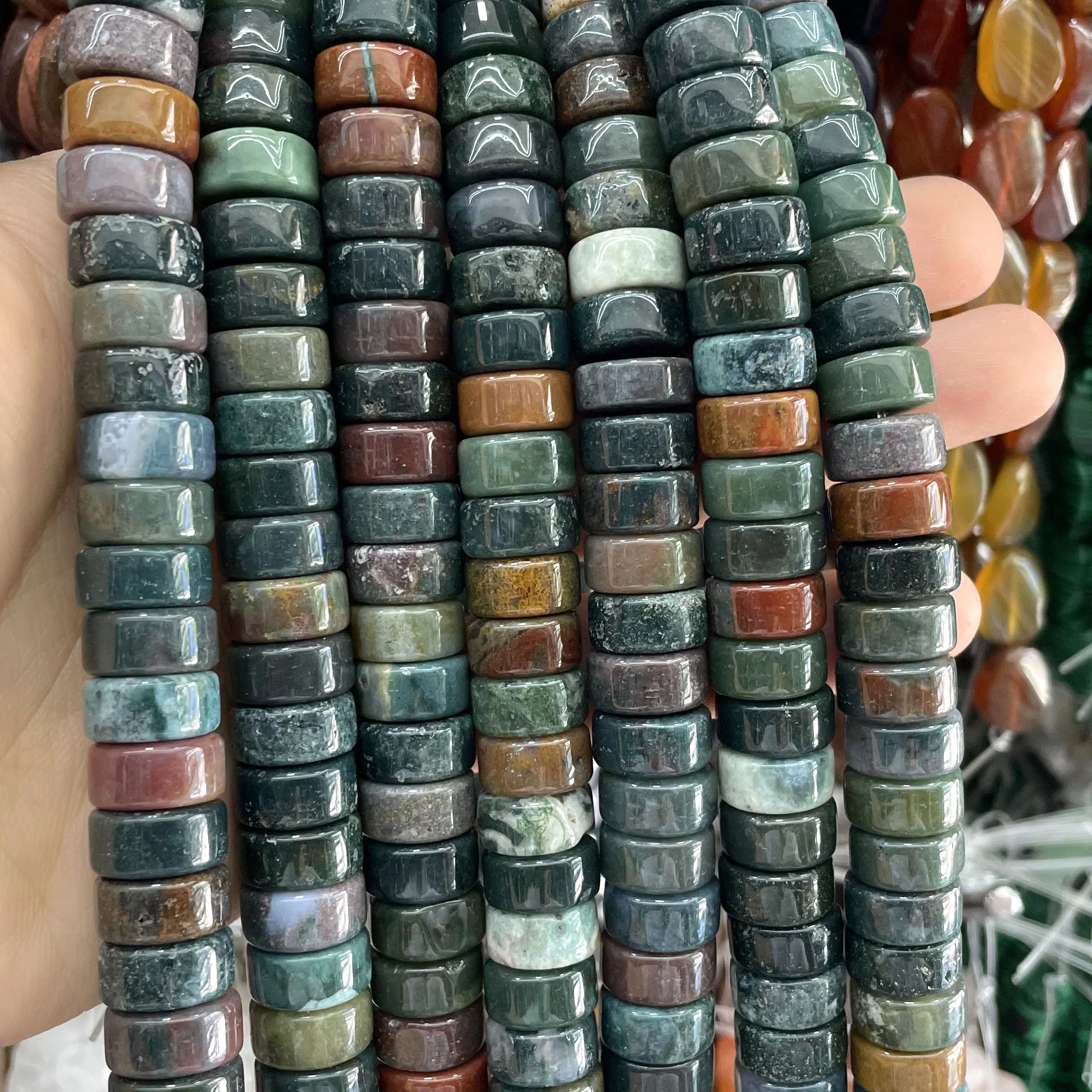6X12MM Naturstein-Achate, Tigerauge, Quarz, Türkis, lose Spacer-Perlen für die Schmuckherstellung, DIY-Armbänder, Halsketten-Zubehör – Detail 5