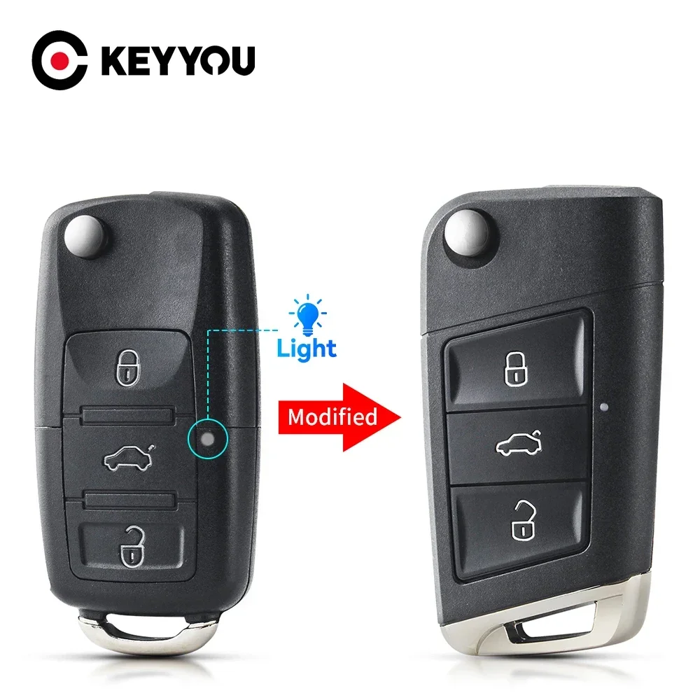 

KEYYOU 1 шт. для VW Volkswagen Golf 4 5 Jetta Passat CC Tiguan Polo Beetle Skoda откидная оболочка ключа дистанционного управления Fob 3 кнопки для автомобильных ключей