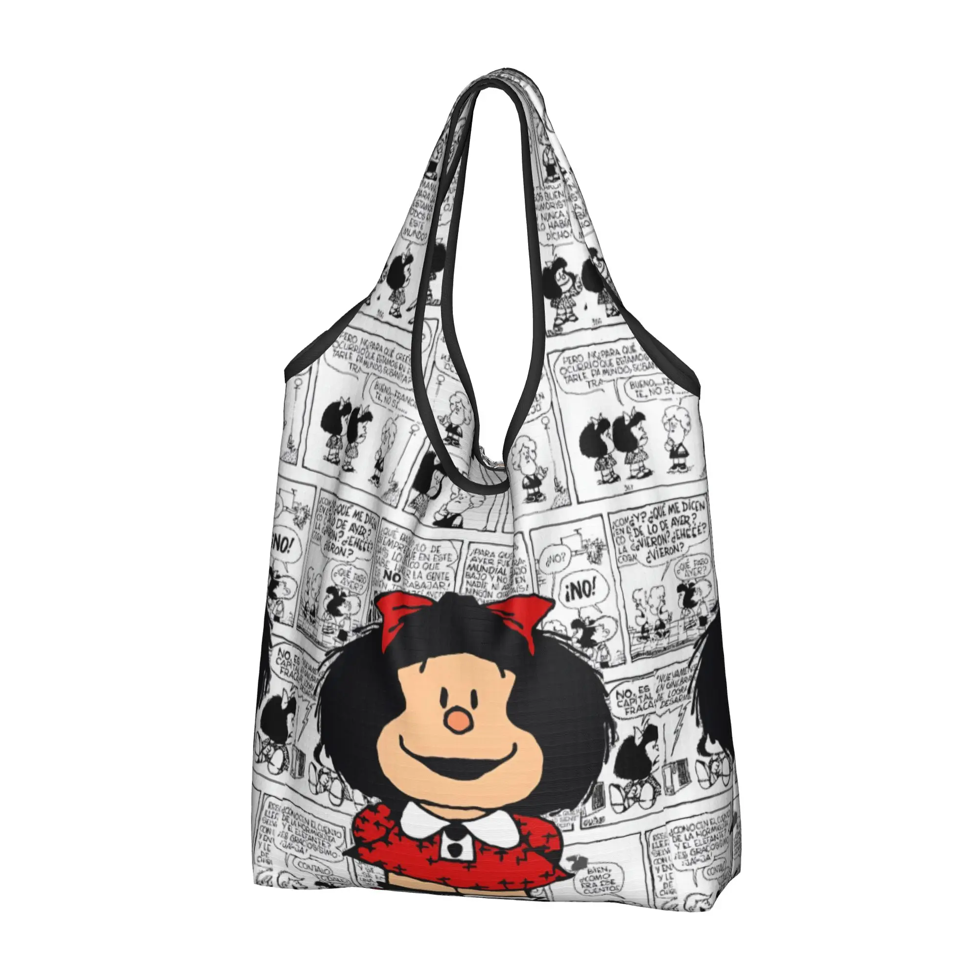 M-Mafaldas Manga Comics Groceries Tote Shopping Bag Women Fashion Classic Shopper Shoulder Bag Large Capacity Handbag