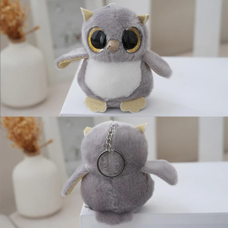 Cartoon Cute Stuffed Animal Owl Plush Pendants Keychain Backpack Hanging Ornaments Car Keyring Car Interior Decoration