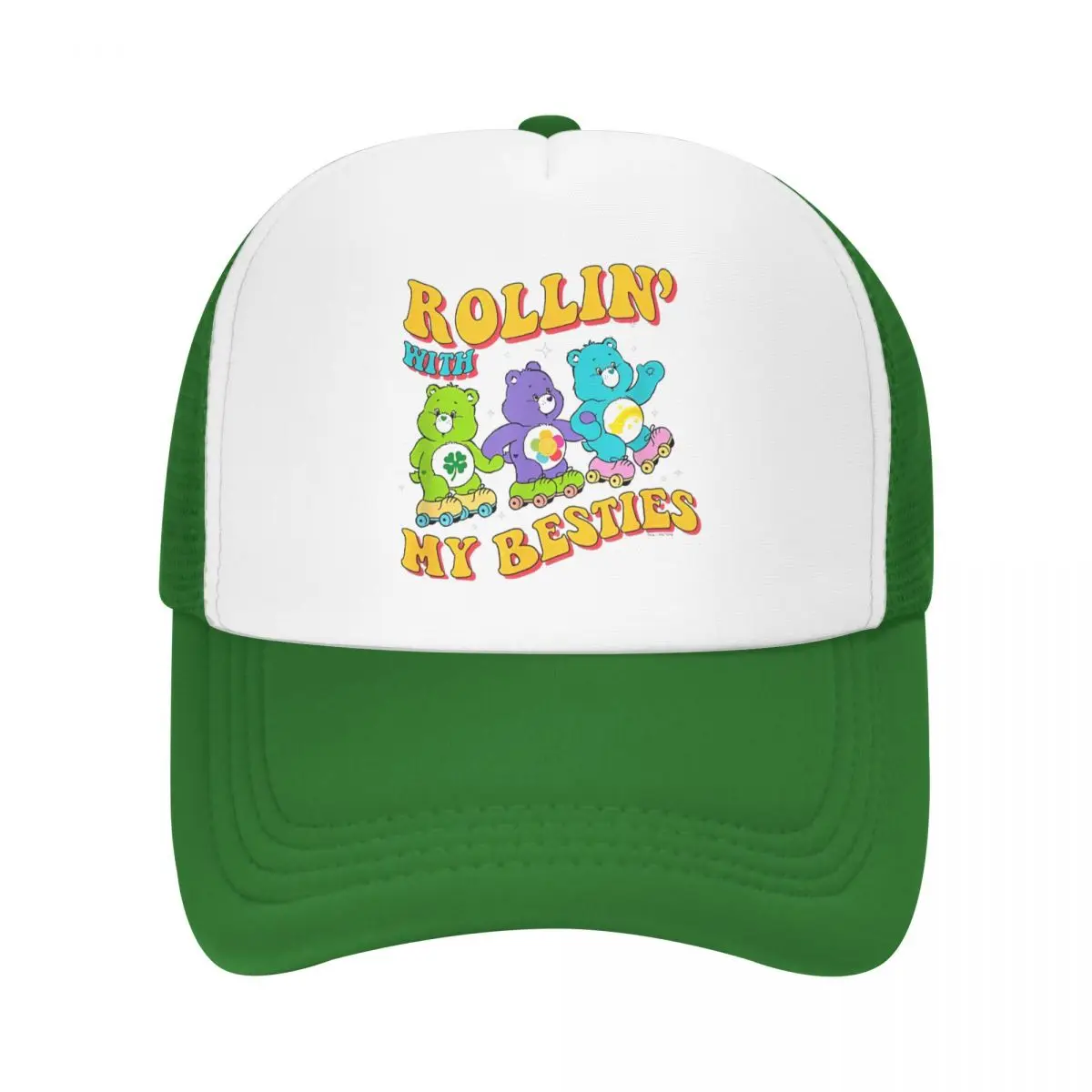 Adult Care Bears Rollin' With My Besties Vintage Skating Trio Hats Hip-Hop Baseball Cap Hat Trucker Cap Adjustable Fishing Hat