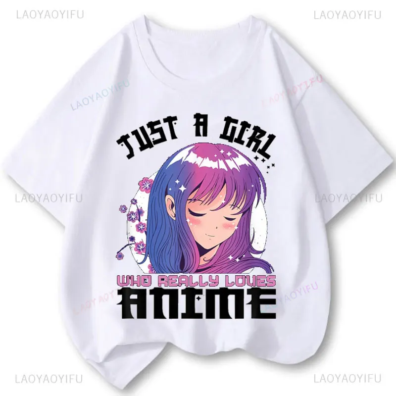 هدايا أنيمي للفتيات في سن المراهقة مجرد فتاة تحب قميص الانمي مادة رخيصة البوليستر عادية س الرقبة قميص صيفي Otaku #2