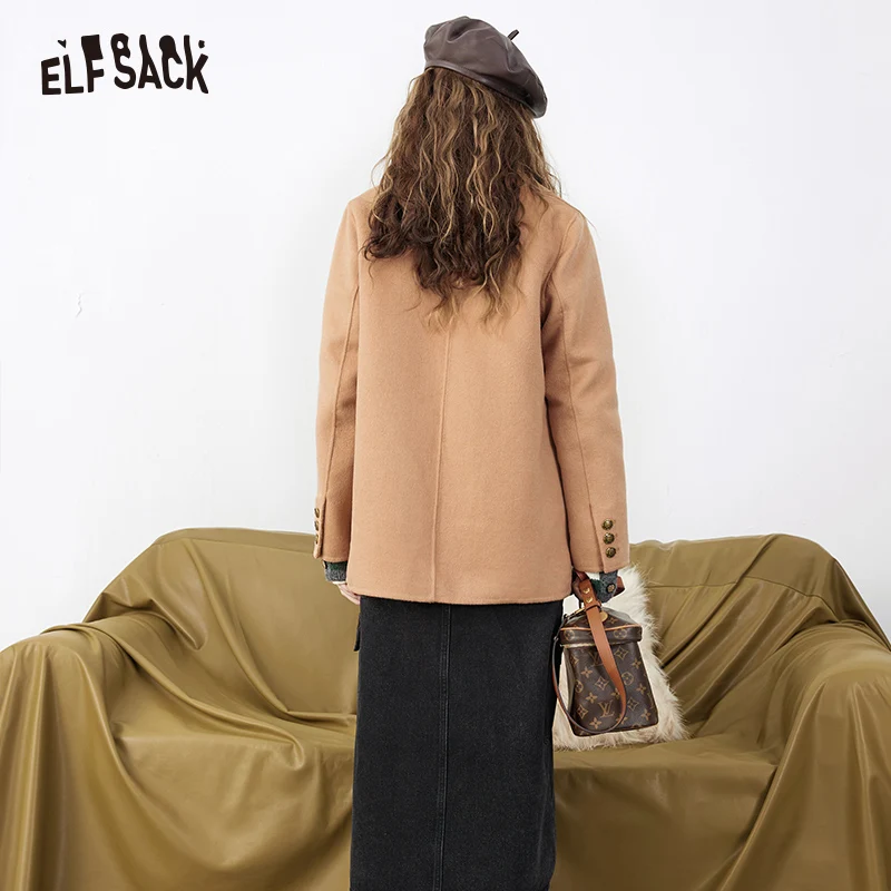 ELFSACK-Blazer chaud en laine pour femmes, OutChester, style académique, hiver, 2023