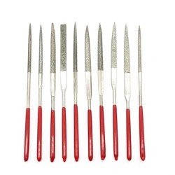 10pcs Diamond Files for Metal Jeweler Stone Polishing Wood Carving Craft Double-cut Plating Needle File Set 3x140mm Hand Tools