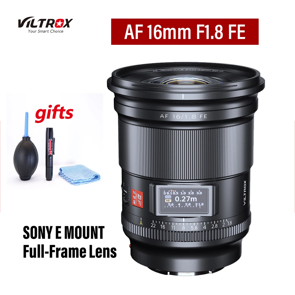 

VILTROX AF 16mm F1.8 Full Frame Prime Lens For Sony E mount Camera Large Aperture Auto Focus Lens With Screen Camera Lens