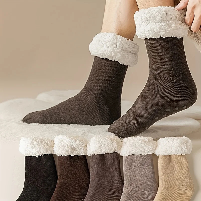 2 Pairs Men'S Thick Fleece-Lined Winter Socks Warm Cozy Durable Warm Socks for Home and Outdoor Use
