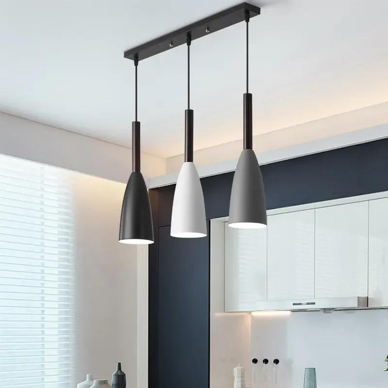 Modern 3Lights Hanging Ceiling Lamps Black Iron Pendant Light for Dining Room Table Bedside Kitchen E27 LED Decor Lighting