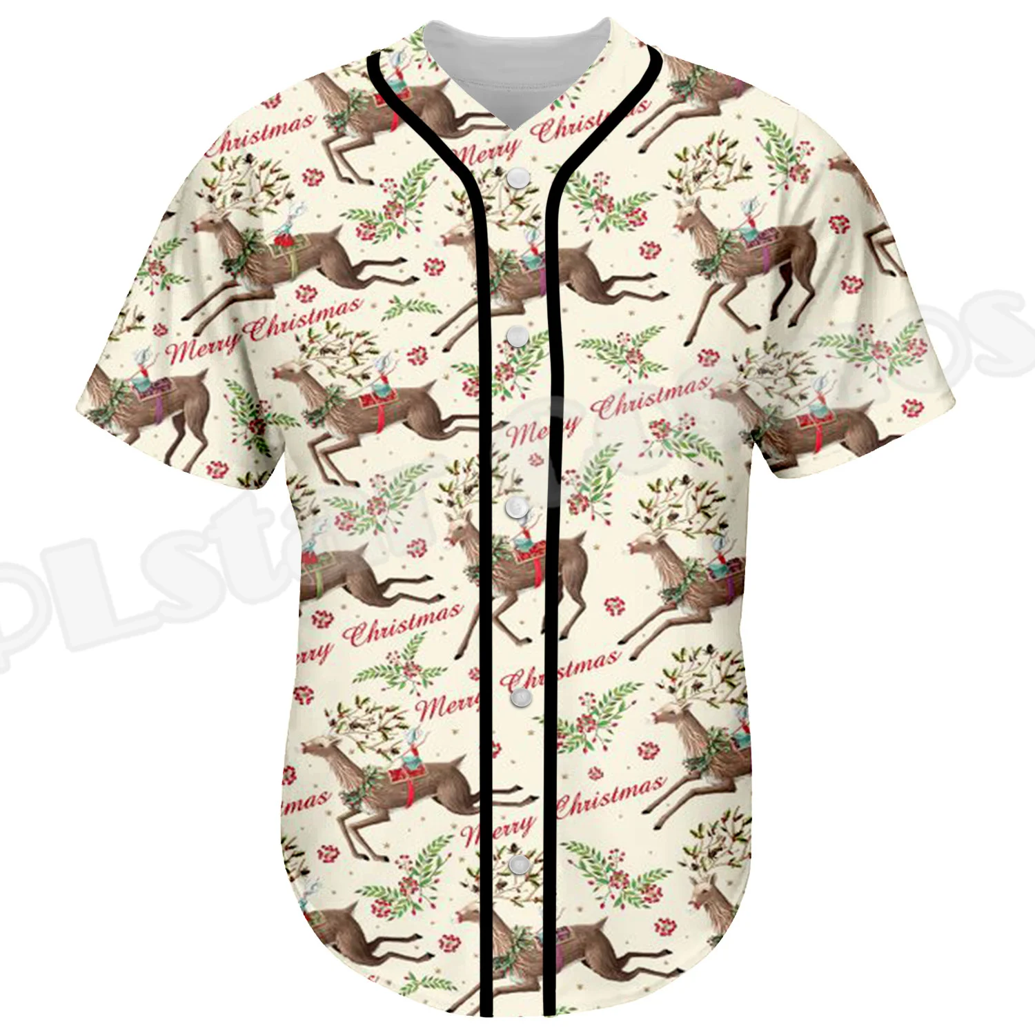 

NewFashion Christmas Pattern Xmas Santa Claus Animal Deer Colorful Retro 3DPrint Casual Harajuku Funny Baseball Shirts Jersey X3