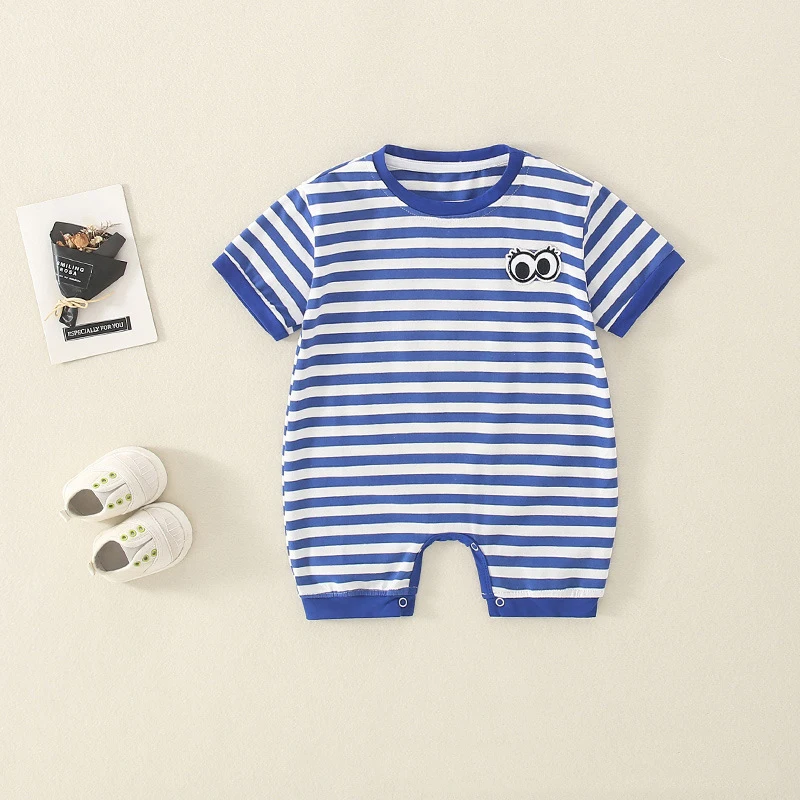 Summer Baby Boy Romper Short Sleeve Striped Girl Jumpsuit Cotton Infant Onesies Outfit Children Playsuits Toddler Clothes A565
