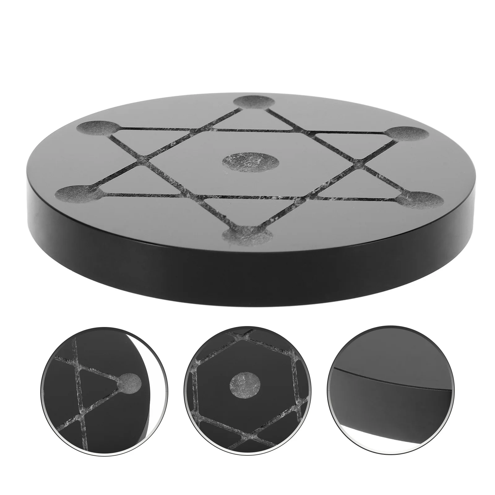 

Elegant Black Obsidian Crystal Ball Base Seven-Star Pattern Tray for Jewelry Beads Cards Storage Display Stand Holder