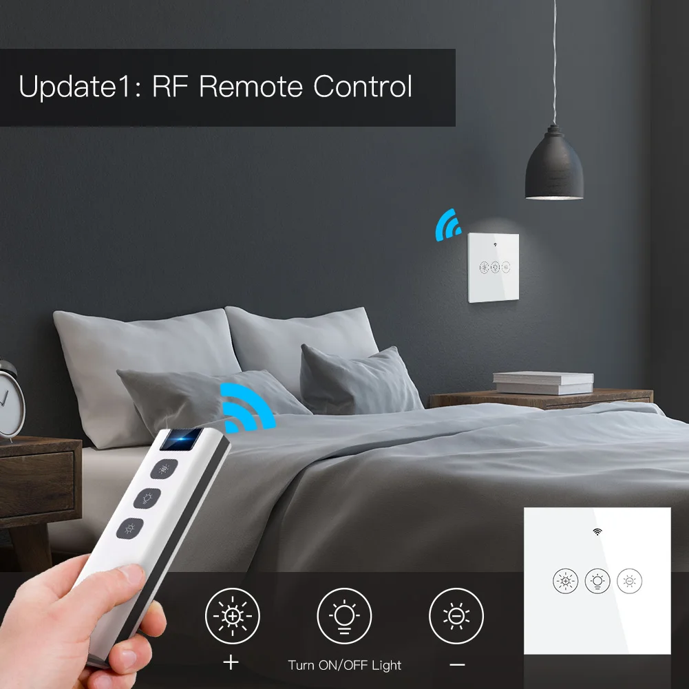 MOES New WiFi RF Smart Light Dimmer Switch 2/3Way Smart Life/Tuya APP Control Works with Alexa Google Voice Assistants